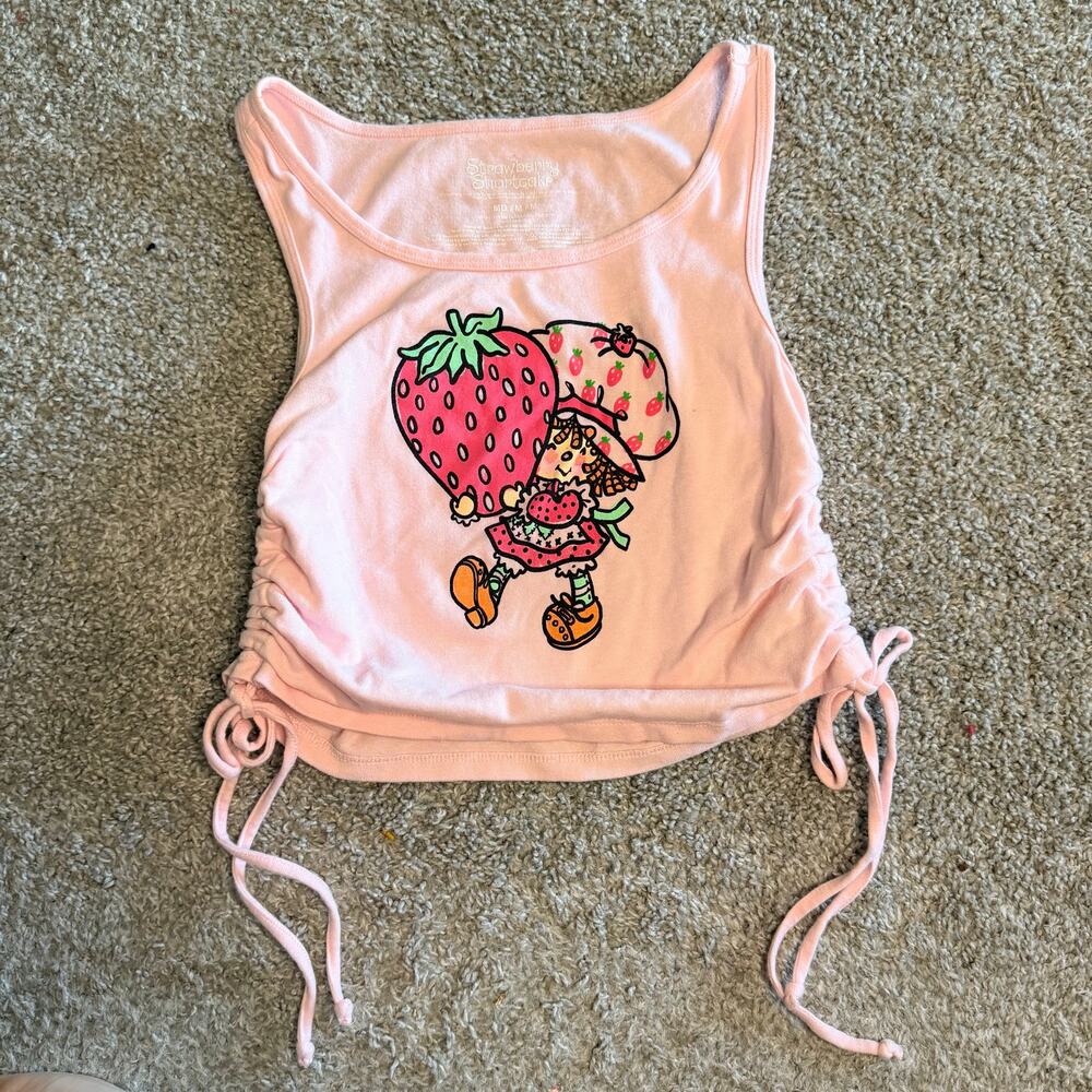 Strawberry Shortcake Tank Top Girls Pink Side Tie Medium